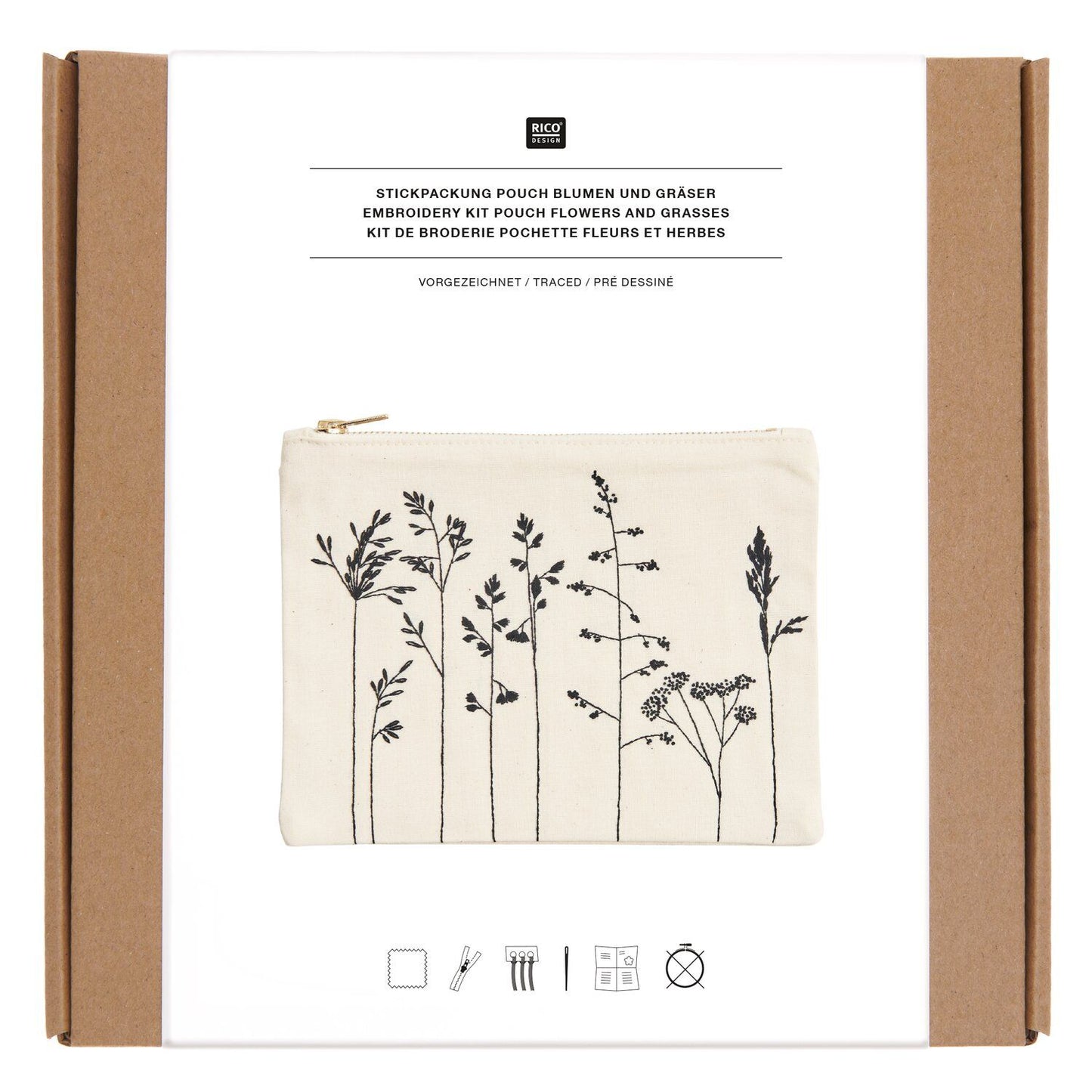 Stickpackung "Pouch Blumen und Gräser"