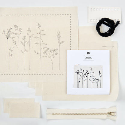Stickpackung "Pouch Blumen und Gräser"