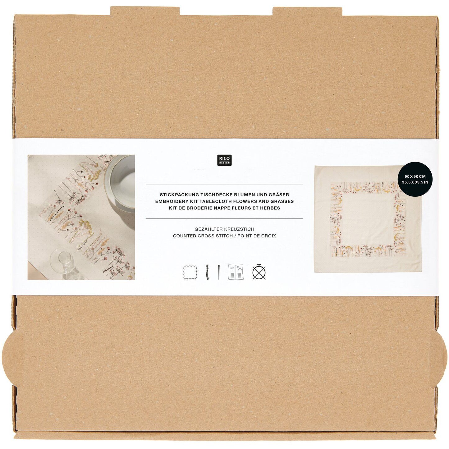 Stickpackung Tischdecke "Blumen und Gräser"