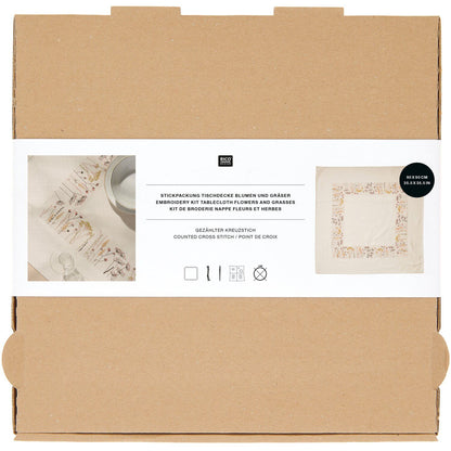 Stickpackung Tischdecke "Blumen und Gräser"