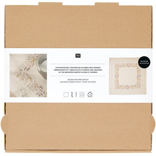 Stickpackung Tischdecke "Blumen und Gräser"