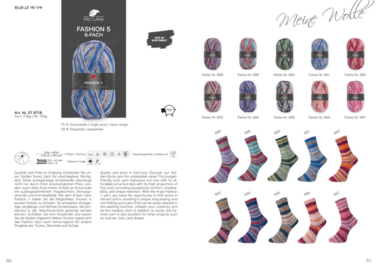 Pro Lana Golden Socks Fashion 5 6-fach F. 695